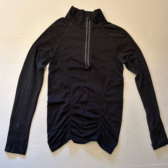 Athleta Fastest track half zip black long sleeve top Sz-XS. R2 - Picture 2 of 8